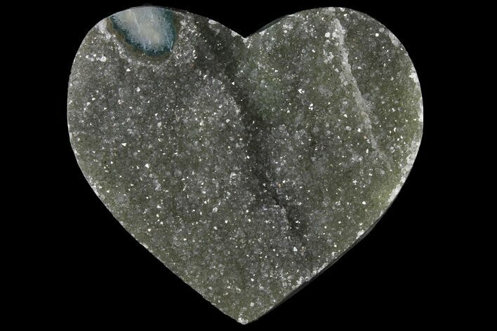Silvery Druzy Quartz Heart - Uruguay #121404
